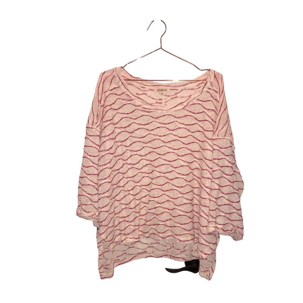 Listicle Striped Long Sleeve Crewneck Loose Fit Pullover semi sheer size medium